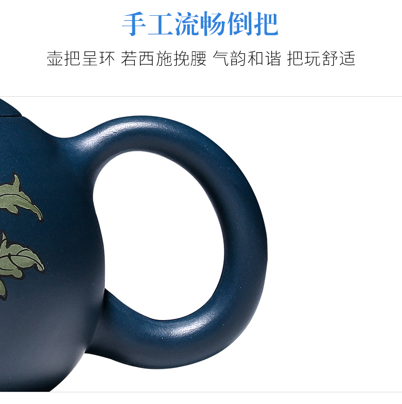 純手工紫砂壺，小巧琺瑯印花紫砂壺